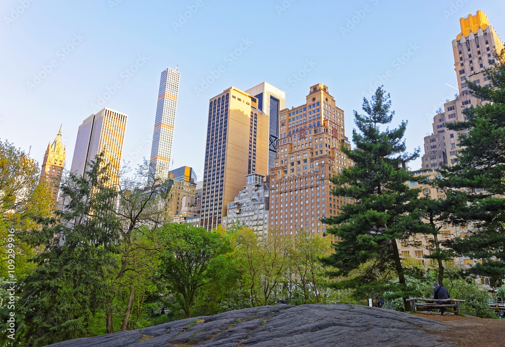 Fototapeta premium Manhattan skyscrapers in Central Park West