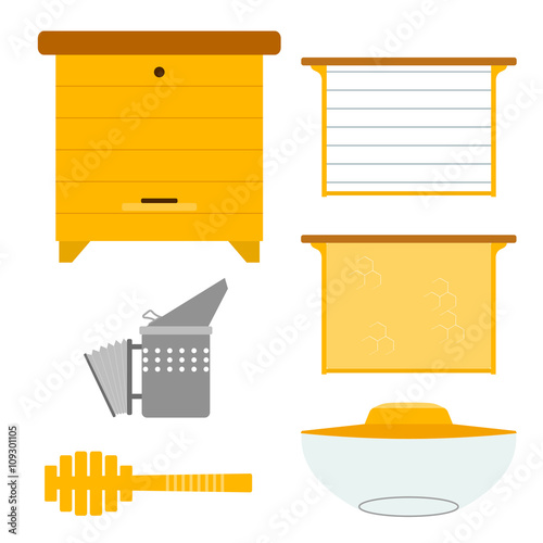 Set of objects for the production of honey. Items for the produc