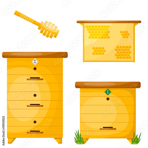 Set of objects for the production of honey. Items for the produc