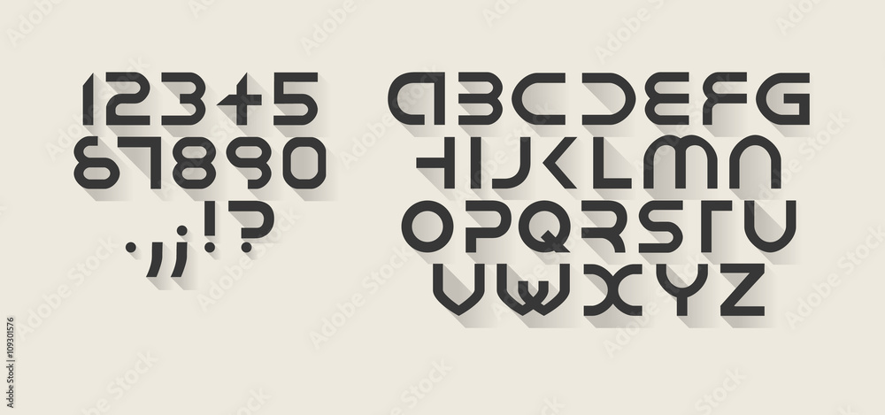 Fototapeta premium Flat font, each symbol separately isolated