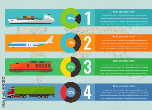 Transportation logistics concept with infographics elements. Vector