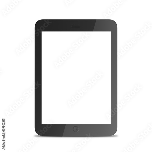 Tablet computer, electronic device isolated on white background.