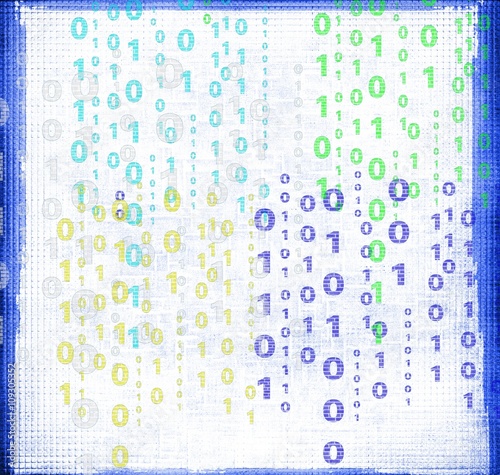 Abstract blue binary code on grunge background