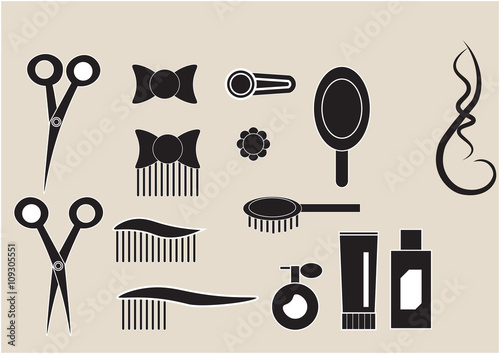 set of icons hairdressing salon