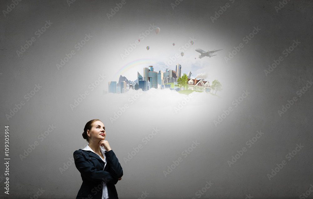 Pensive woman and her thoughts Pensive woman and her thoughts