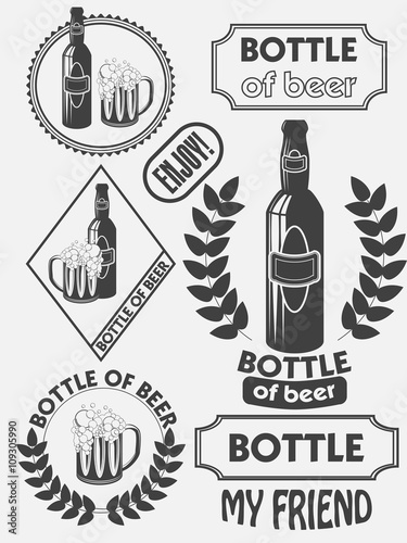 Vintage craft beer brewery emblems, labels and design elements. Beer my best friend. Vector