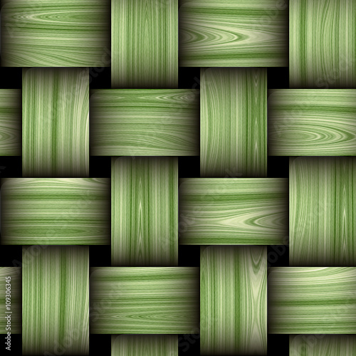 Seamless wooden green and white pattern resembling a wicker basket texture