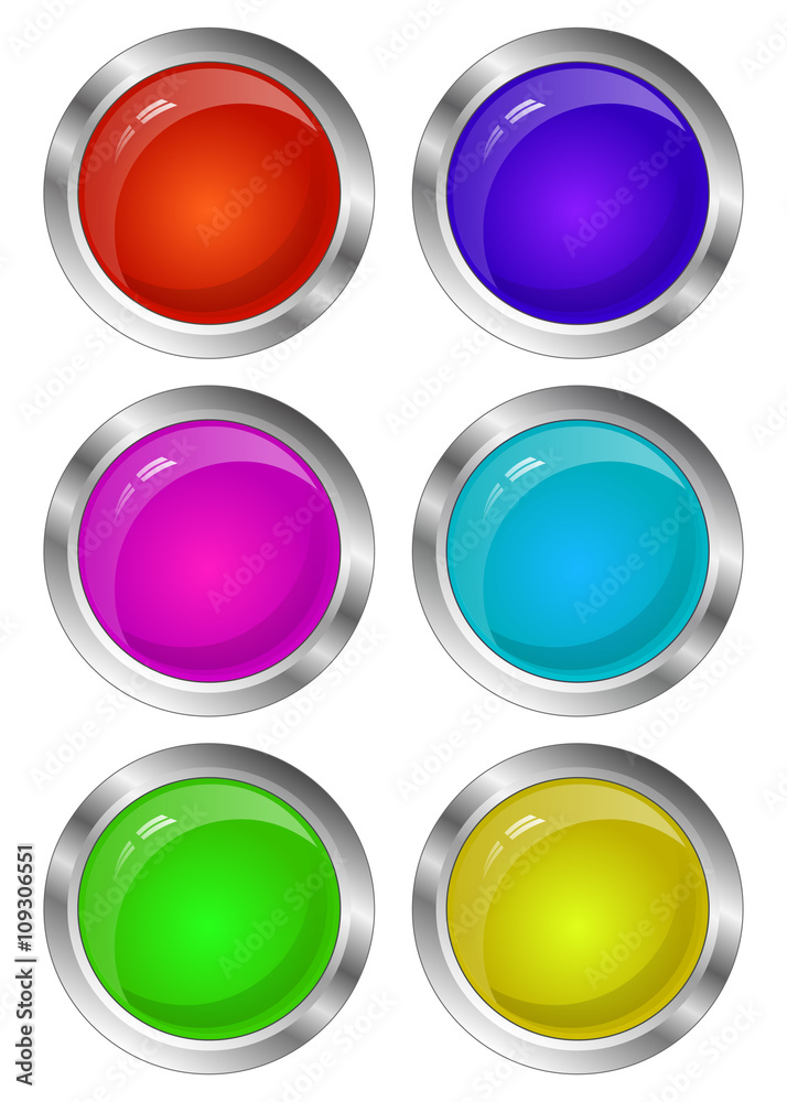 Blank Glossy Round 3D Button Set. Collection. Vector Blank Glossy Round 3D Button Set. Collection. Vector