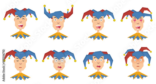 a set of buffoons emotions in a flat style