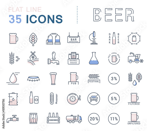 Vector Set Line Icons Beer