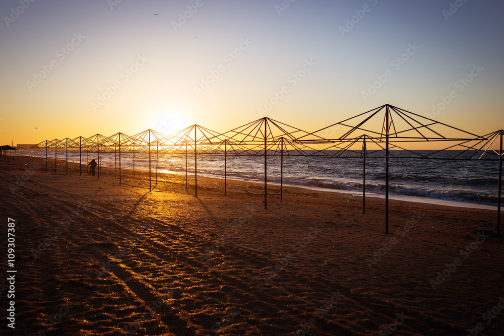 Beautiful sunset view and waves on the beach Beautiful sunset view and waves on the beach