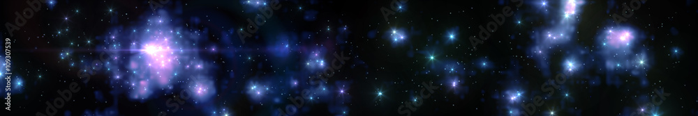 starry panorama, space nebula universe panorama, 3D rendering