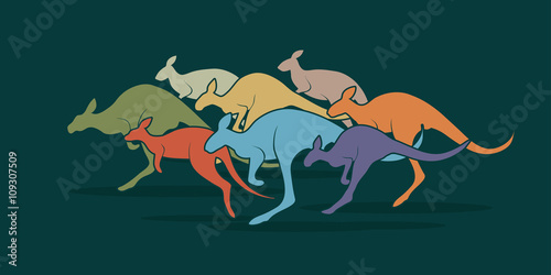 Group of Kangaroo jumping designed using colorful graphic vector.