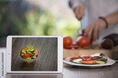 Cooking with a tablet 