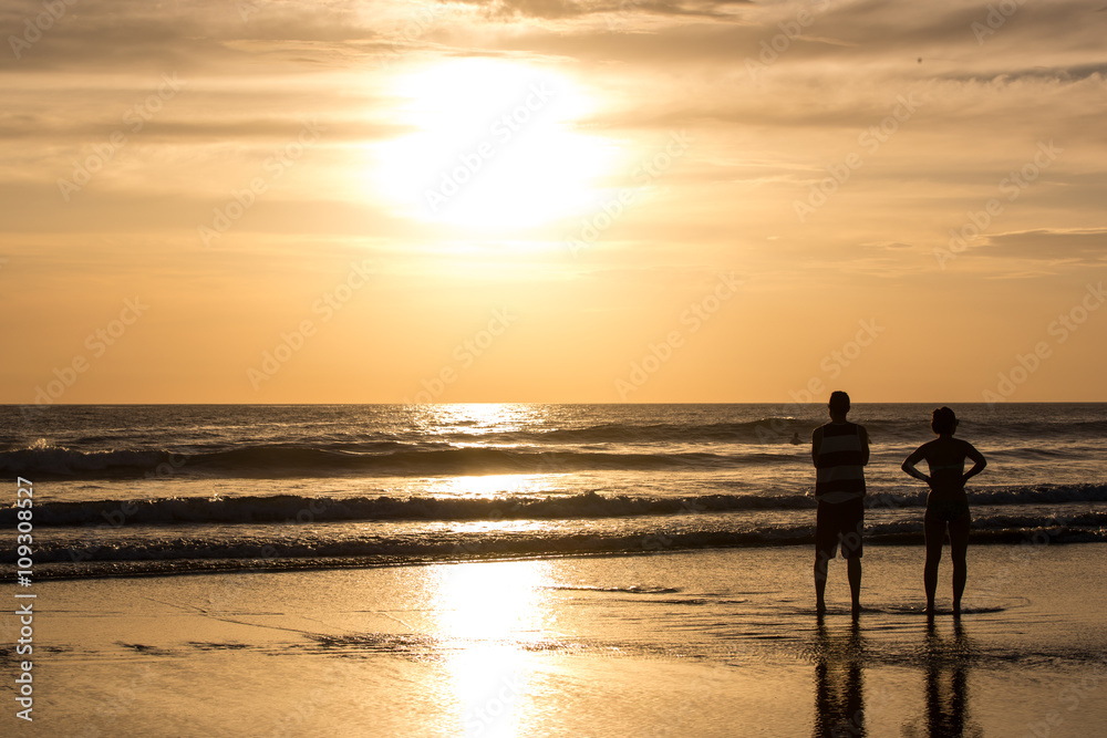 Beautiful sunset in Playa Negra, Costa Rica, Central America.