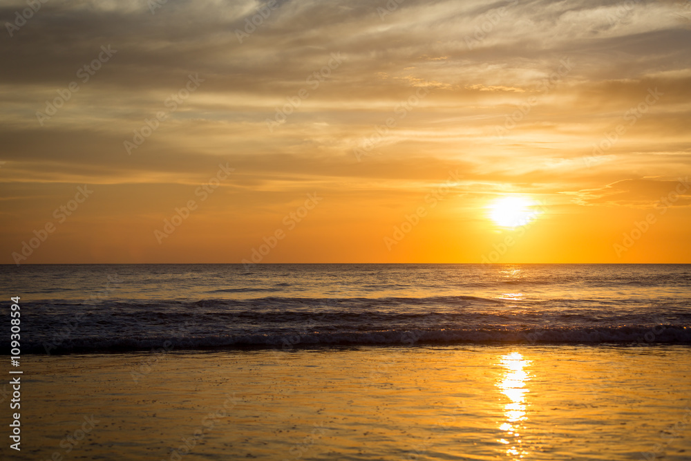 Beautiful sunset in Playa Negra, Costa Rica, Central America.