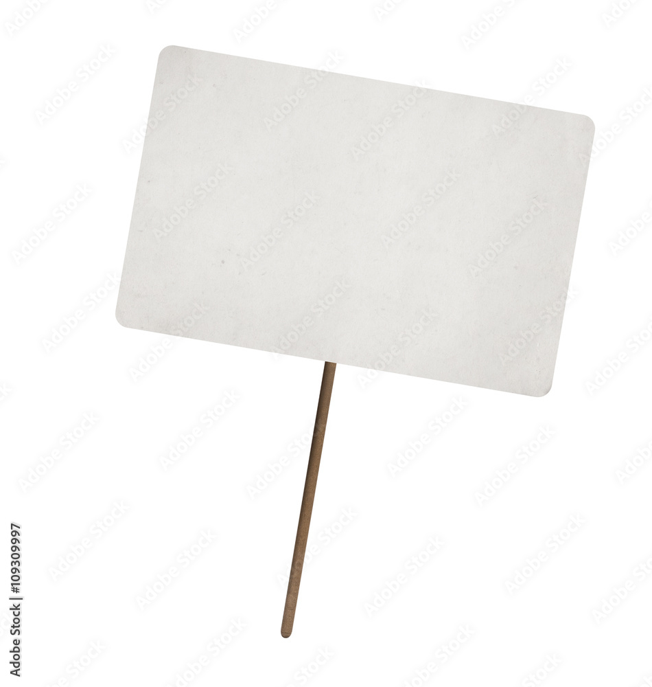 blank paper sheet on wooden stick - obrazy, fototapety, plakaty 