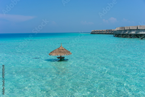 Fototapeta Naklejka Na Ścianę i Meble -  Maldives island, water villas resort