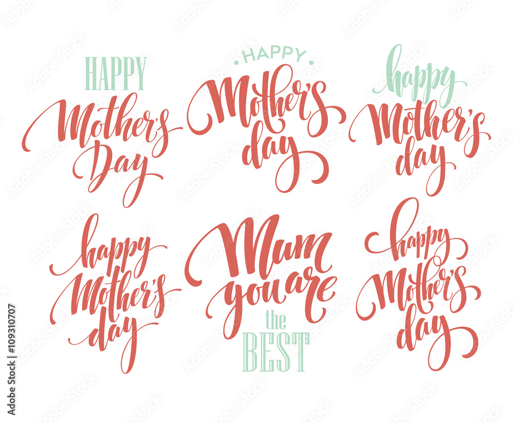 Mothers Day vector greeting card calligraphy lettering template. Vector illustration