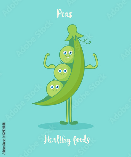 Funny peas with biceps.