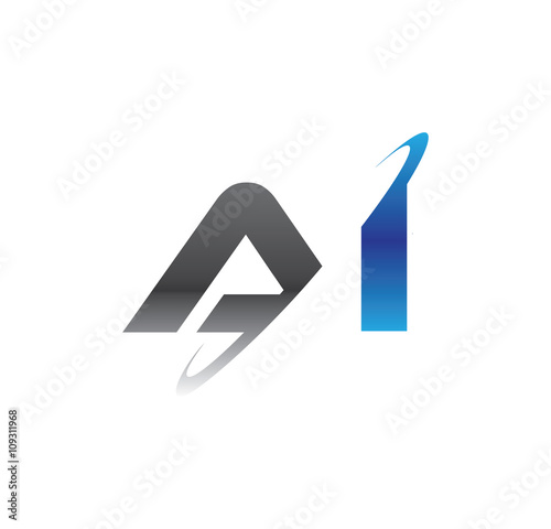 ai initial logo with double swoosh blue and grey