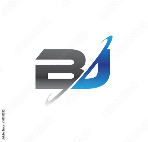 bj initial logo with double swoosh blue and grey