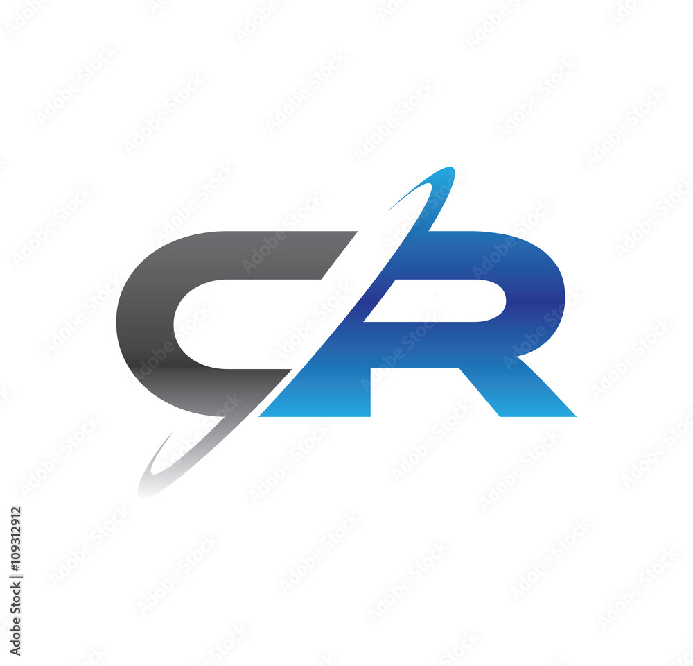 cr initial logo with double swoosh blue and grey