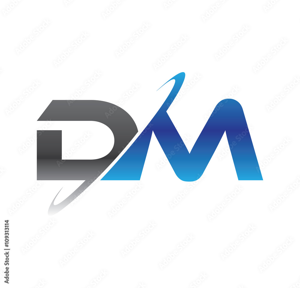 dm initial logo with double swoosh blue and grey dm initial logo with double swoosh blue and grey