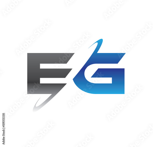 eg initial logo with double swoosh blue and grey