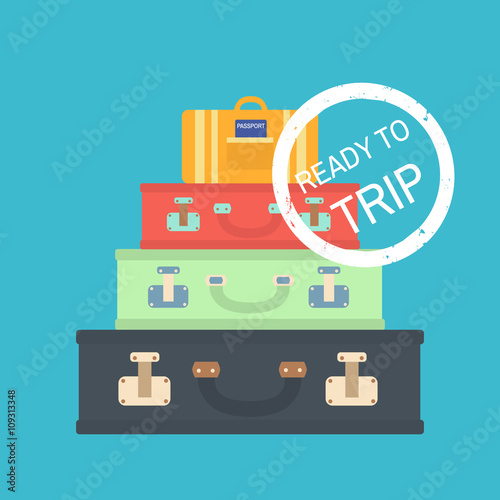 Travel concept with suitcases. Flat Vector illustration
