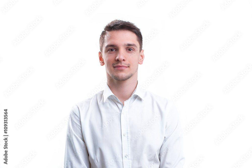 Portrait of man smiling, isolated over a white background Portrait of man smiling, isolated over a white background