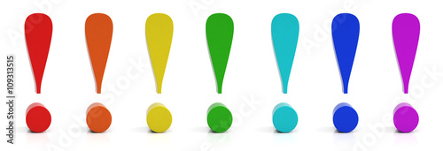 Exclamation mark in different colors photo