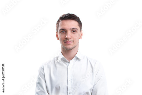 Portrait of  man smiling, isolated over a white background © pinkfishstock