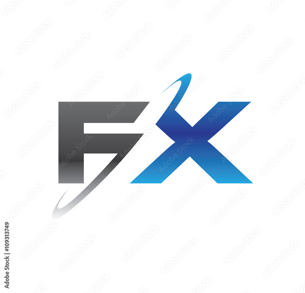 fx initial logo with double swoosh blue and grey fx initial logo with double swoosh blue and grey