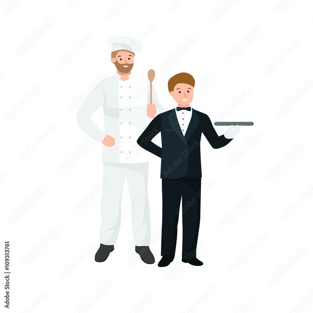 Group of flat people, restaurant worker team, vector Group of flat people, restaurant worker team, vector
