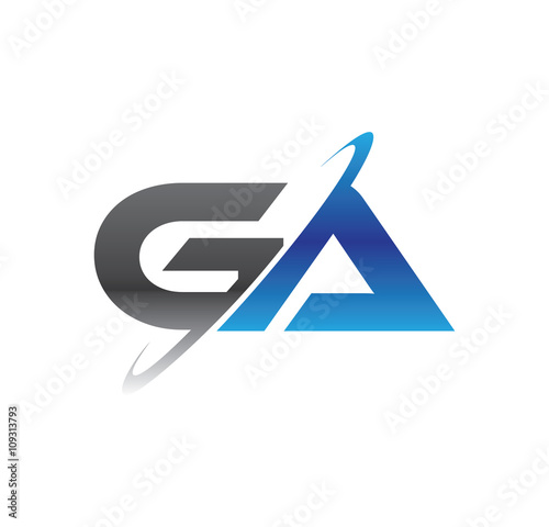 ga initial logo with double swoosh blue and grey