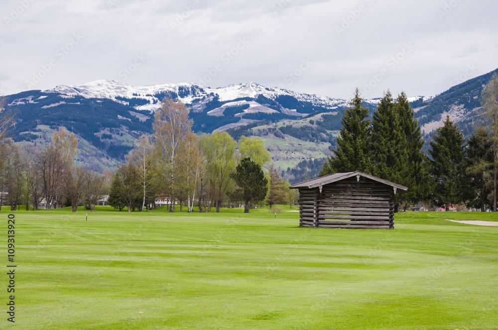 Golf course in Alps Golf course in Alps