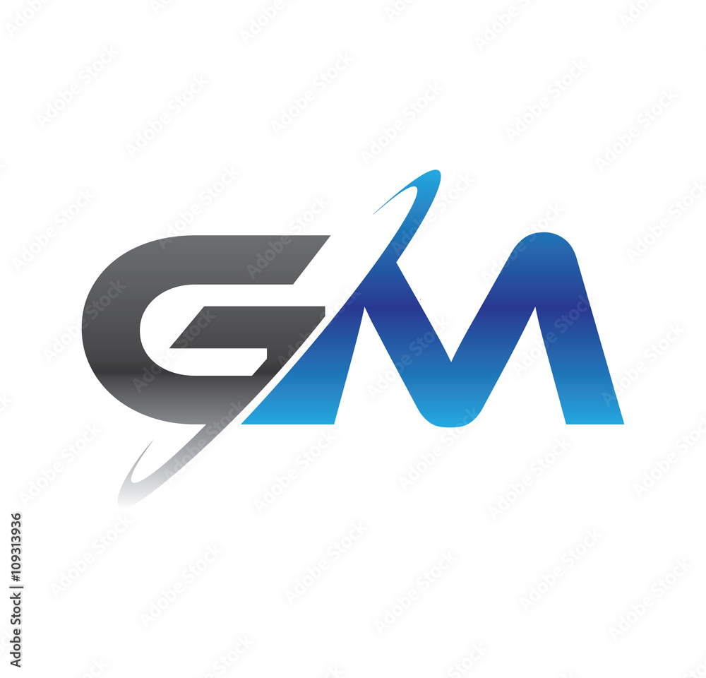 gm initial logo with double swoosh blue and grey gm initial logo with double swoosh blue and grey