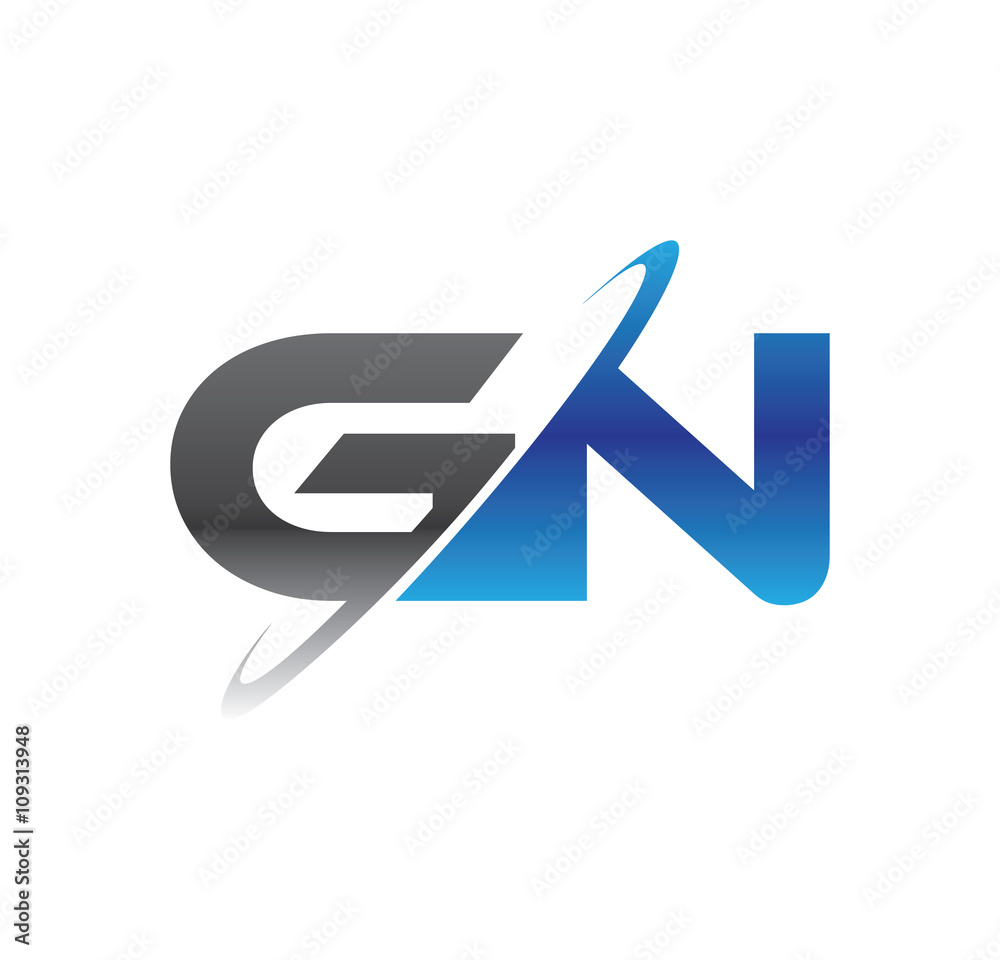gn initial logo with double swoosh blue and grey gn initial logo with double swoosh blue and grey