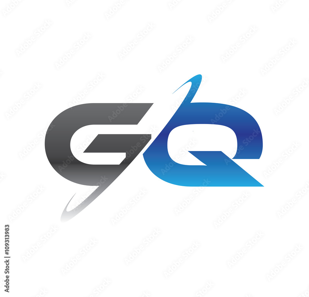 gq initial logo with double swoosh blue and grey gq initial logo with double swoosh blue and grey