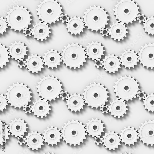 seamless gear mechanism background in shades of white