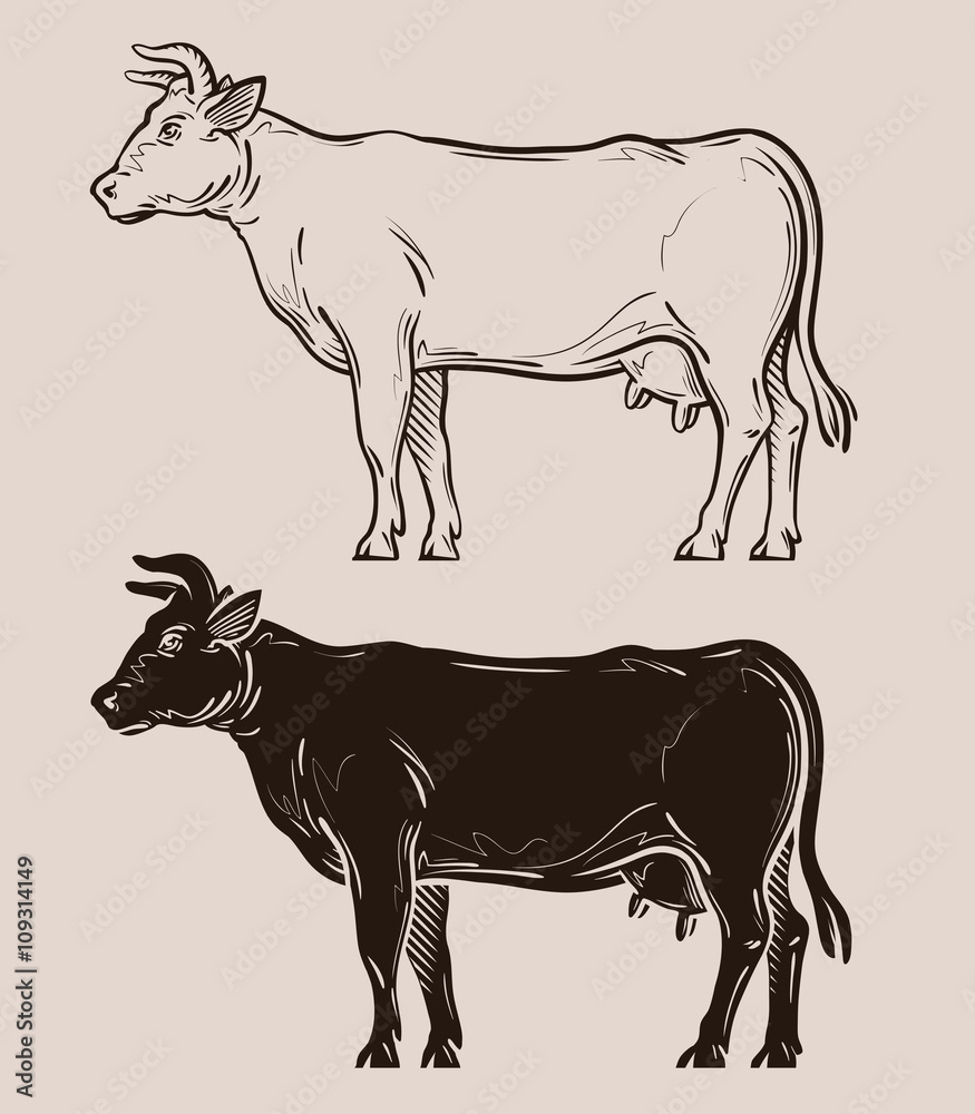 dairy cow vector logo. farm, livestock, milk icon Stock Vector | Adobe ...