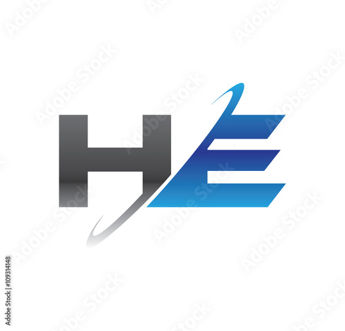 Free Download he initial logo with double swoosh blue and grey - GFXLoad