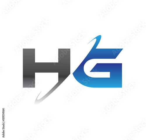 hg initial logo with double swoosh blue and grey