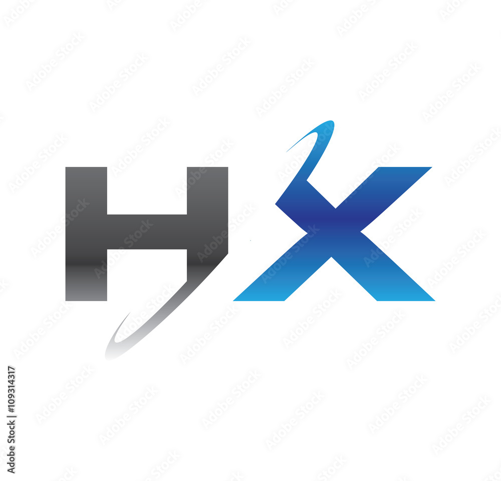 hx initial logo with double swoosh blue and grey hx initial logo with double swoosh blue and grey