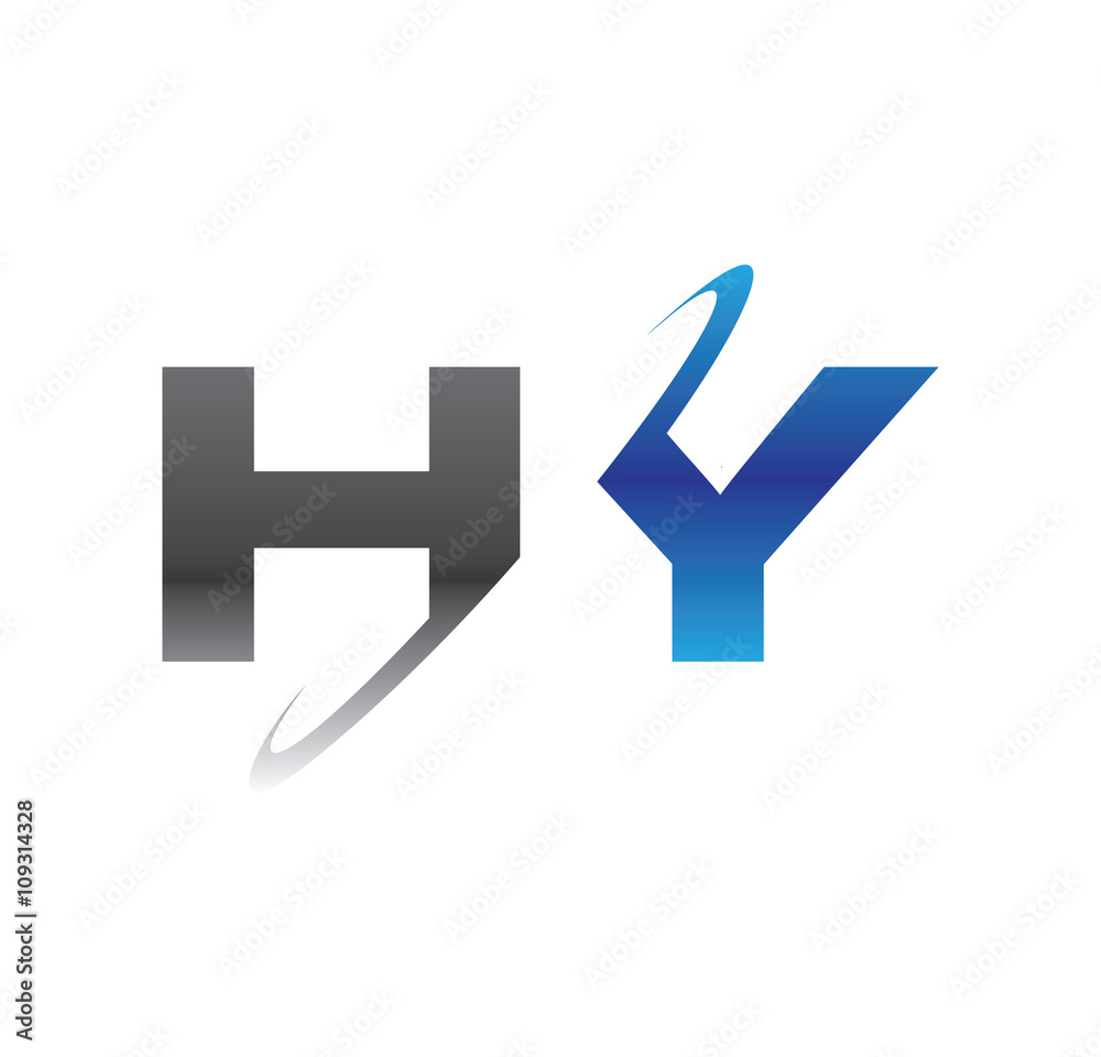 hy initial logo with double swoosh blue and grey hy initial logo with double swoosh blue and grey