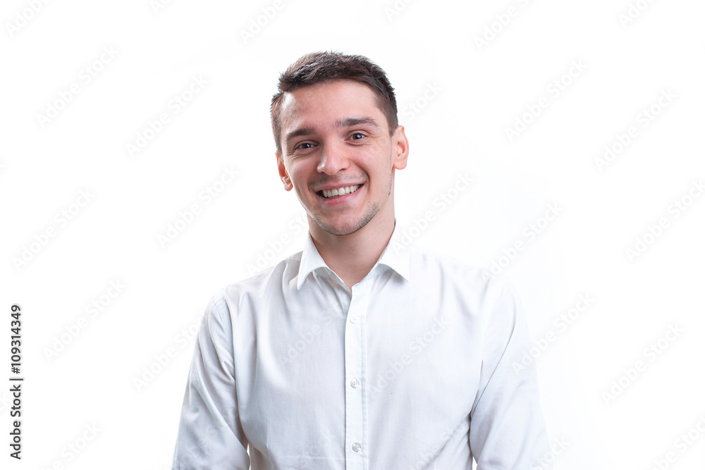 Portrait of man smiling, isolated over a white background Portrait of man smiling, isolated over a white background