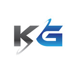 kg initial logo with double swoosh blue and grey