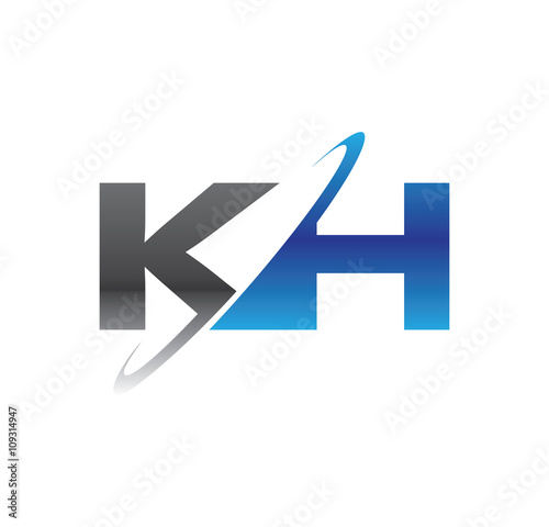 Free Download kh initial logo with double swoosh blue and grey - GFXLoad