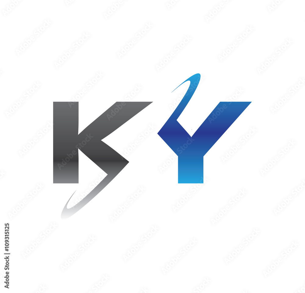 ky initial logo with double swoosh blue and grey ky initial logo with double swoosh blue and grey
